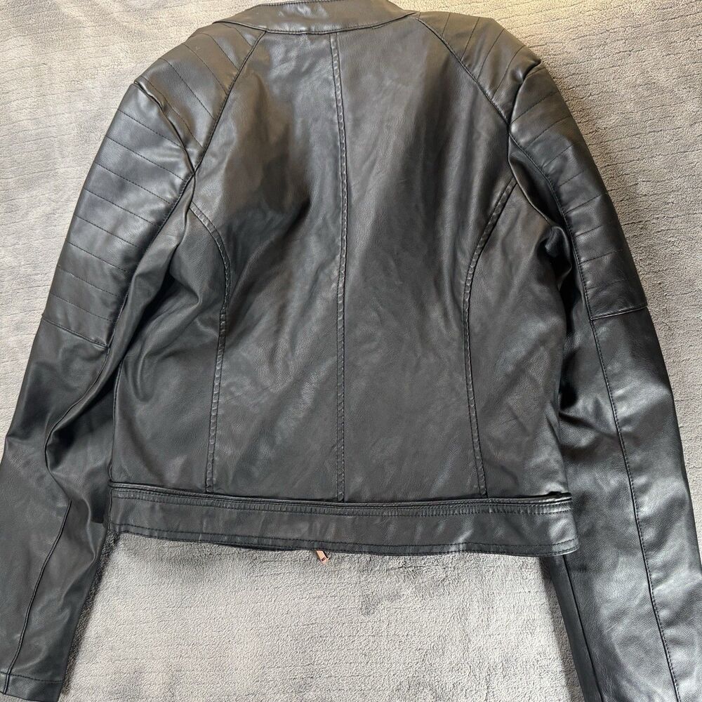 Beverly Hills Polo Club Faux Leather Bomber Jacket - Black Women Medium Chic - Picture 3 of 12